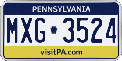 PA license plate MXG3524