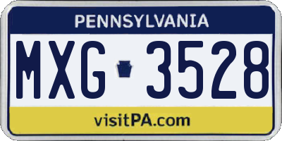 PA license plate MXG3528