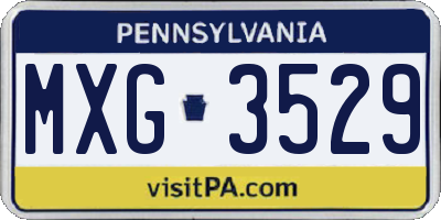 PA license plate MXG3529