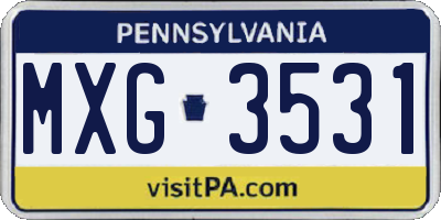 PA license plate MXG3531