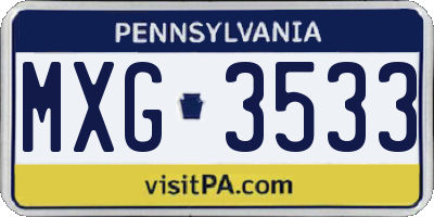 PA license plate MXG3533
