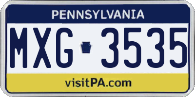 PA license plate MXG3535