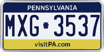 PA license plate MXG3537