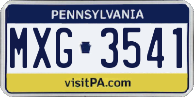 PA license plate MXG3541