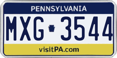 PA license plate MXG3544
