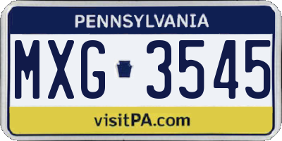 PA license plate MXG3545