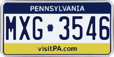 PA license plate MXG3546