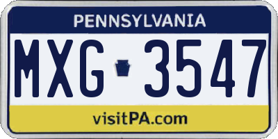 PA license plate MXG3547