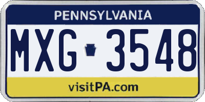 PA license plate MXG3548
