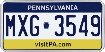 PA license plate MXG3549