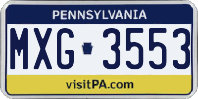 PA license plate MXG3553