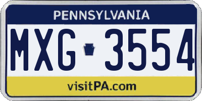 PA license plate MXG3554
