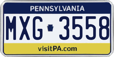 PA license plate MXG3558