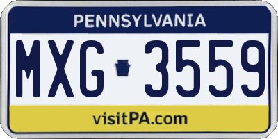 PA license plate MXG3559