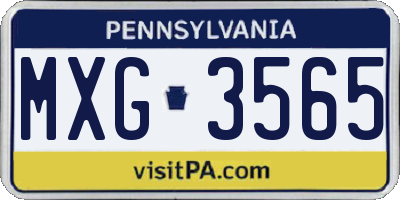PA license plate MXG3565
