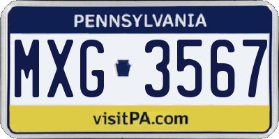 PA license plate MXG3567