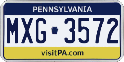 PA license plate MXG3572