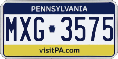 PA license plate MXG3575