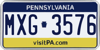 PA license plate MXG3576