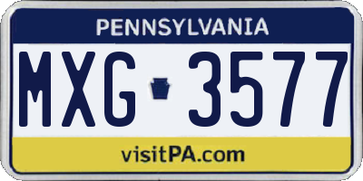 PA license plate MXG3577
