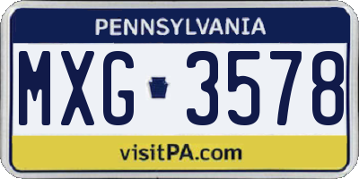 PA license plate MXG3578