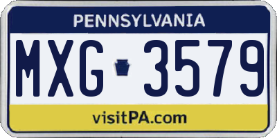 PA license plate MXG3579