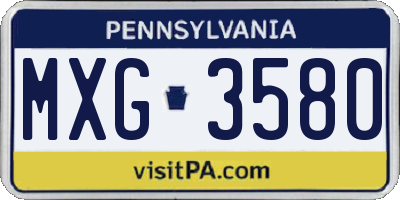 PA license plate MXG3580