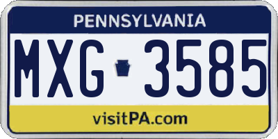 PA license plate MXG3585