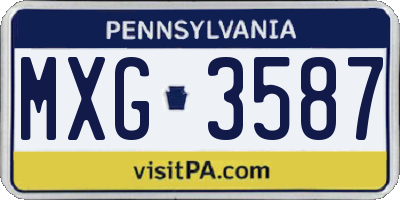 PA license plate MXG3587