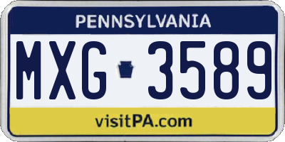 PA license plate MXG3589