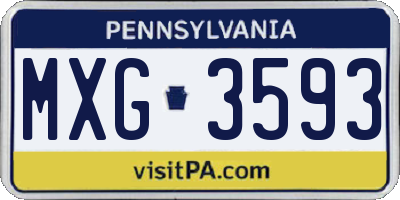 PA license plate MXG3593