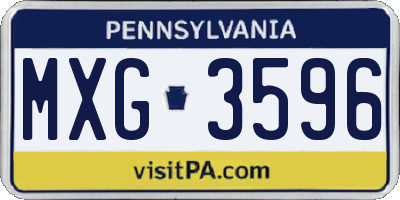 PA license plate MXG3596