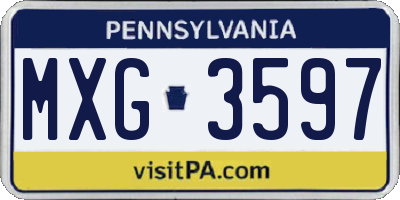 PA license plate MXG3597