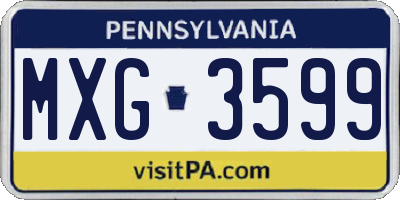 PA license plate MXG3599