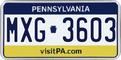 PA license plate MXG3603