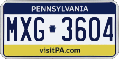 PA license plate MXG3604