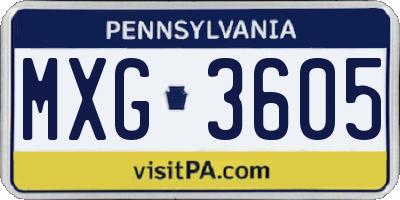 PA license plate MXG3605