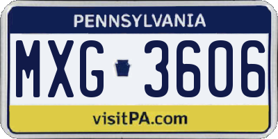 PA license plate MXG3606
