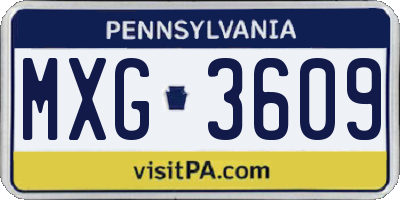 PA license plate MXG3609