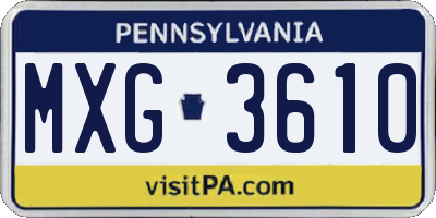 PA license plate MXG3610