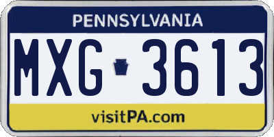 PA license plate MXG3613