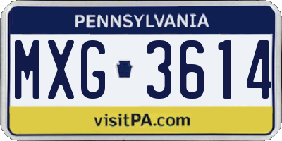 PA license plate MXG3614