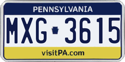 PA license plate MXG3615