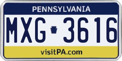 PA license plate MXG3616