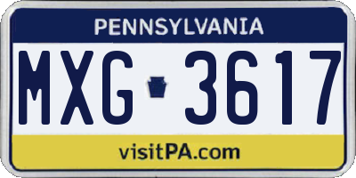 PA license plate MXG3617