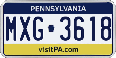 PA license plate MXG3618