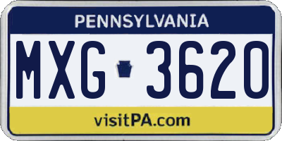 PA license plate MXG3620