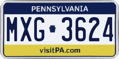 PA license plate MXG3624