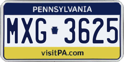 PA license plate MXG3625