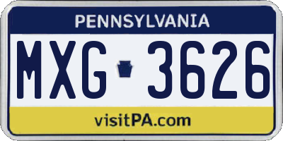 PA license plate MXG3626
